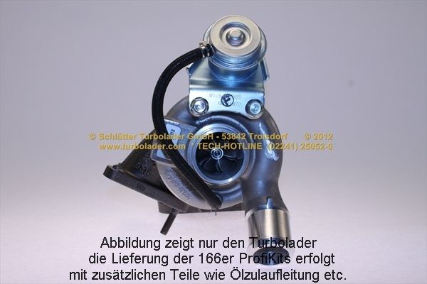 SCHLÜTTER TURBOLADER 166-00045: Turbod koos paigaldus-/kinnitusmaterjaliga, õli juurdevoolu torustikuga, PROFI KIT - with new org. Mitsubishi Turbocharger
