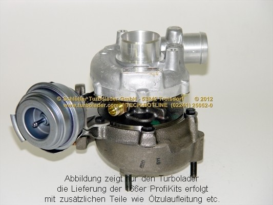 SCHLÜTTER TURBOLADER 166-00100 D: Turbod koos paigaldus-/kinnitusmaterjaliga, õli juurdevoolu torustikuga, õli äravoolu torustikuga, PROFI PLUS - with new org. GARRETT Turbocharger