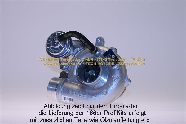 SCHLÜTTER TURBOLADER 166-00165: Turbod koos paigaldus-/kinnitusmaterjaliga, õli juurdevoolu torustikuga, PROFI KIT - with NEW org. BorgWarner Turbocharger