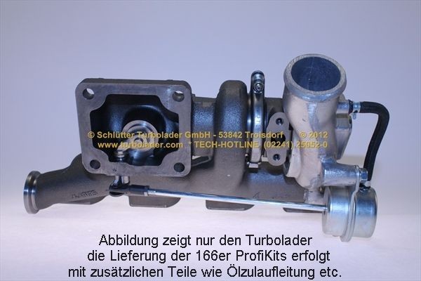 SCHLÜTTER TURBOLADER 166-00175: Turbod koos paigaldus-/kinnitusmaterjaliga, õli juurdevoolu torustikuga, PROFI KIT - with new org. Mitsubishi Turbocharger