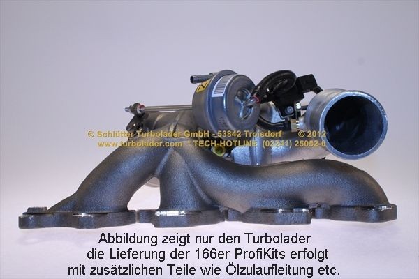 SCHLÜTTER TURBOLADER 166-00226: Turbod koos paigaldus-/kinnitusmaterjaliga, õli juurdevoolu torustikuga, PROFI KIT - with NEW org. BorgWarner Turbocharger