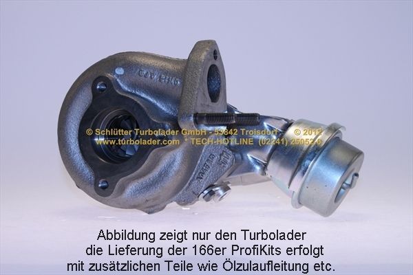 SCHLÜTTER TURBOLADER 166-00235: Turbod koos paigaldus-/kinnitusmaterjaliga, õli juurdevoolu torustikuga, PROFI KIT - with NEW org. BorgWarner Turbocharger
