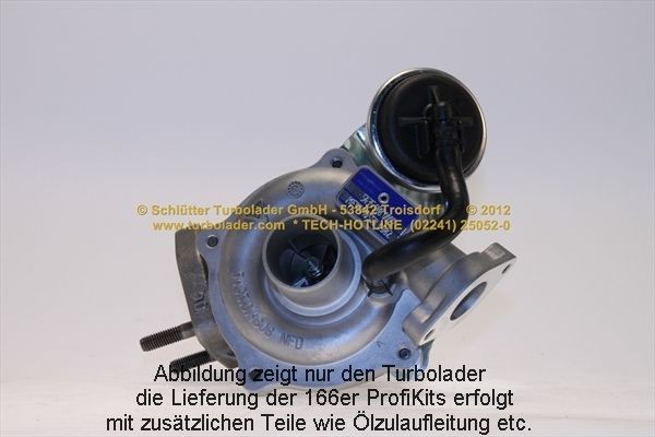 SCHLÜTTER TURBOLADER 166-00295: Turbod koos paigaldus-/kinnitusmaterjaliga, õli juurdevoolu torustikuga, PROFI KIT - with NEW org. BorgWarner Turbocharger