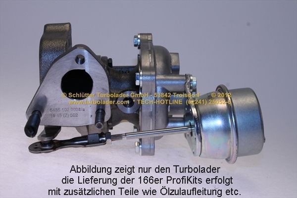 SCHLÜTTER TURBOLADER 166-00305: Turbod koos paigaldus-/kinnitusmaterjaliga, õli juurdevoolu torustikuga, PROFI KIT - with NEW org. BorgWarner Turbocharger