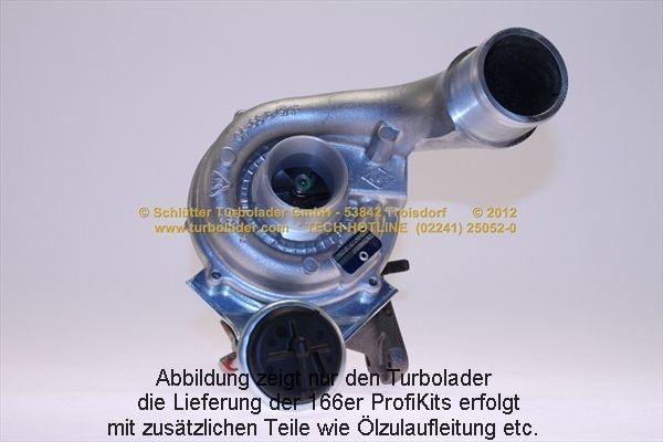SCHLÜTTER TURBOLADER 166-00405: Turbod koos paigaldus-/kinnitusmaterjaliga, õli juurdevoolu torustikuga, PROFI KIT - with NEW org. BorgWarner Turbocharger