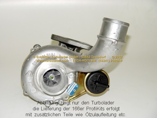 SCHLÜTTER TURBOLADER 166-00425: Turbod koos paigaldus-/kinnitusmaterjaliga, õli juurdevoolu torustikuga, PROFI KIT - with NEW org. BorgWarner Turbocharger
