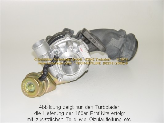 SCHLÜTTER TURBOLADER 166-00450EOL: Turbod koos paigaldus-/kinnitusmaterjaliga, õli juurdevoolu torustikuga, END of LIFE PROFIKIT - with original GARRETT REMAN Turbo