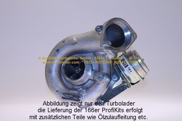 SCHLÜTTER TURBOLADER 166-00455: Turbod koos paigaldus-/kinnitusmaterjaliga, õli juurdevoolu torustikuga, PROFI KIT - with org. NEW GARRETT Turbo