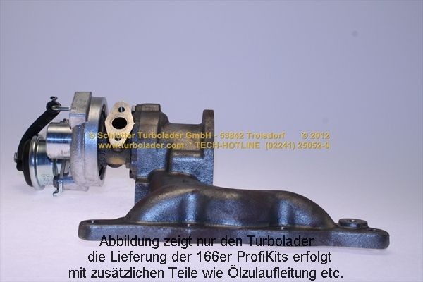 SCHLÜTTER TURBOLADER 166-00515: Turbod koos paigaldus-/kinnitusmaterjaliga, õli juurdevoolu torustikuga, PROFI KIT - with NEW org. BorgWarner Turbocharger