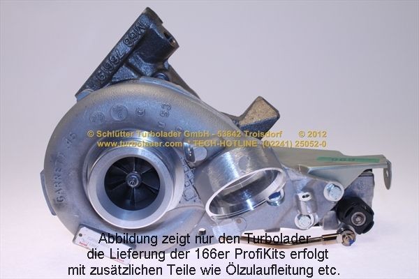 SCHLÜTTER TURBOLADER 166-00535: Turbod koos paigaldus-/kinnitusmaterjaliga, õli juurdevoolu torustikuga, PROFI KIT - with org. NEW GARRETT Turbo