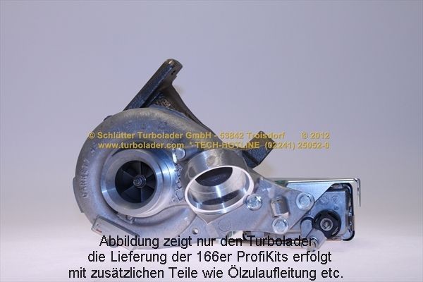 SCHLÜTTER TURBOLADER 166-00555: Turbolader med påbygnings/festemateriale, med oljetilløpsledning, PROFI KIT - with org. NEW GARRETT Turbo