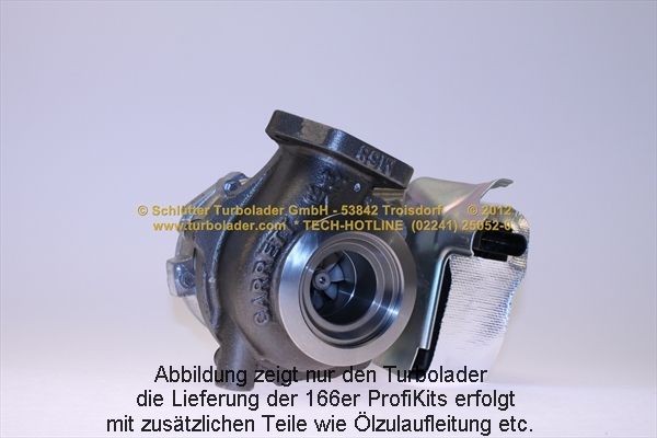 SCHLÜTTER TURBOLADER 166-00626: Turbod koos paigaldus-/kinnitusmaterjaliga, õli juurdevoolu torustikuga, koos lisafiltriga karterituulutusele, PROFI PLUS - with new org. GARRETT Turbocharger