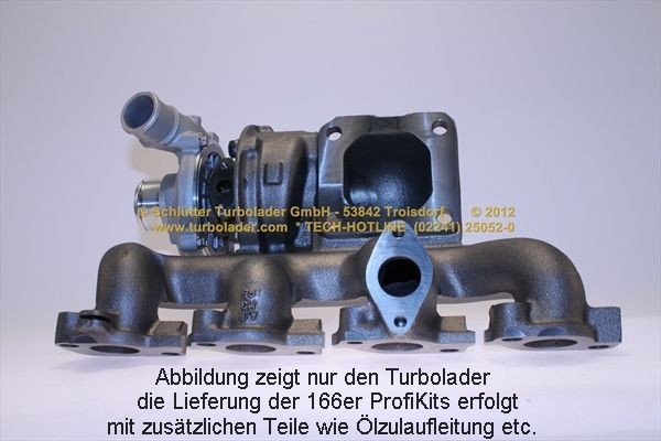 SCHLÜTTER TURBOLADER 166-00730: Turbod koos paigaldus-/kinnitusmaterjaliga, õli juurdevoolu torustikuga, PROFI KIT - with org. NEW GARRETT Turbo