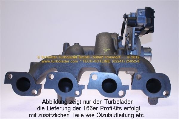 SCHLÜTTER TURBOLADER 166-00735: Turbod koos paigaldus-/kinnitusmaterjaliga, õli juurdevoolu torustikuga, PROFI KIT - with org. NEW GARRETT Turbo
