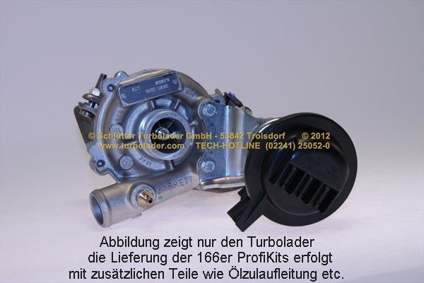 SCHLÜTTER TURBOLADER 166-00775: Turbod koos paigaldus-/kinnitusmaterjaliga, õli juurdevoolu torustikuga, PROFI KIT - with org. NEW GARRETT Turbo