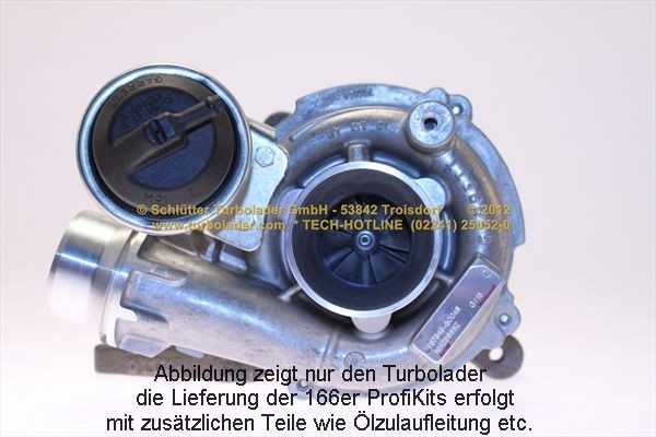 SCHLÜTTER TURBOLADER 166-00820: Turbod koos paigaldus-/kinnitusmaterjaliga, õli juurdevoolu torustikuga, PROFI KIT - with org. NEW GARRETT Turbo