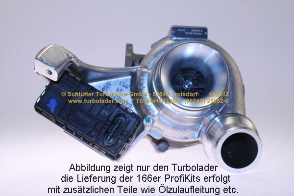 SCHLÜTTER TURBOLADER 166-00920: Turbod koos paigaldus-/kinnitusmaterjaliga, õli juurdevoolu torustikuga, PROFI KIT - with org. NEW GARRETT Turbo