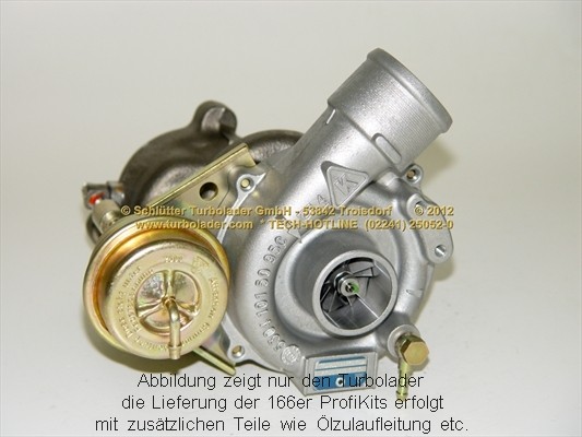SCHLÜTTER TURBOLADER 166-01010: Turbod koos paigaldus-/kinnitusmaterjaliga, õli juurdevoolu torustikuga, PROFI KIT - with NEW org. BorgWarner Turbocharger