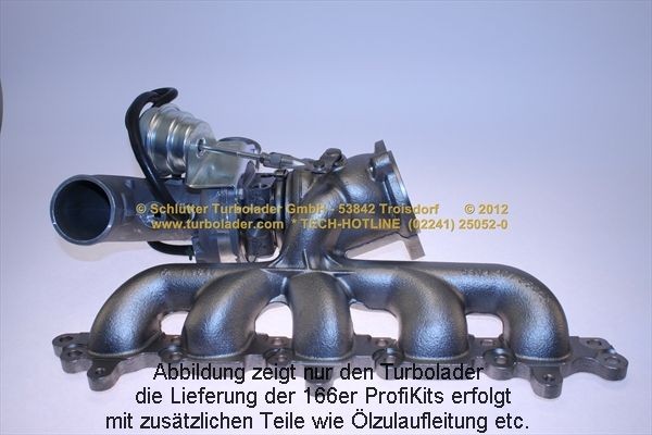 SCHLÜTTER TURBOLADER 166-01065: Turboaggregat med påbyggnads-/fästmaterial, med oljetilledning, PROFI KIT - with NEW org. BorgWarner Turbocharger