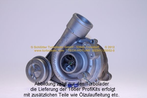 SCHLÜTTER TURBOLADER 166-01070 D: Turbod koos paigaldus-/kinnitusmaterjaliga, õli juurdevoolu torustikuga, õli äravoolu torustikuga, PROFI PLUS - with new org. BorgWarner Turbocharger