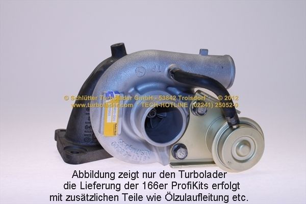 SCHLÜTTER TURBOLADER 166-01085: Turbod koos paigaldus-/kinnitusmaterjaliga, õli juurdevoolu torustikuga, PROFI KIT - with new org. Mitsubishi Turbocharger