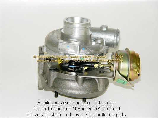 SCHLÜTTER TURBOLADER 166-02330EOL: Turbod koos paigaldus-/kinnitusmaterjaliga, õli juurdevoolu torustikuga, END of LIFE PROFIKIT - with original GARRETT REMAN Turbo