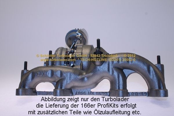 SCHLÜTTER TURBOLADER 166-02730: Turbod koos paigaldus-/kinnitusmaterjaliga, õli juurdevoolu torustikuga, PROFI KIT - with NEW org. BorgWarner Turbocharger