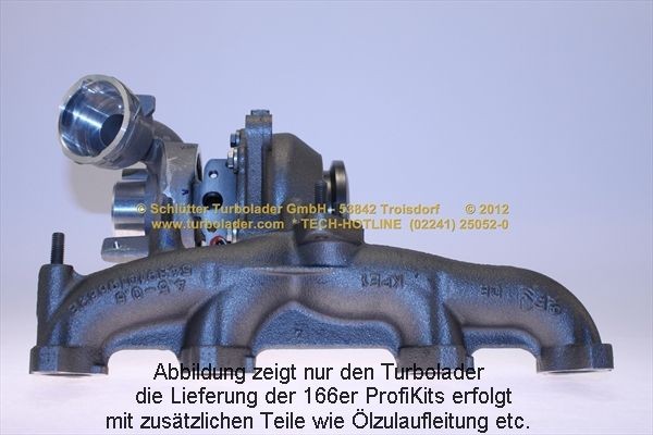 SCHLÜTTER TURBOLADER 166-02791: Turbod koos paigaldus-/kinnitusmaterjaliga, õli juurdevoolu torustikuga, PROFI KIT - with NEW org. BorgWarner Turbocharger