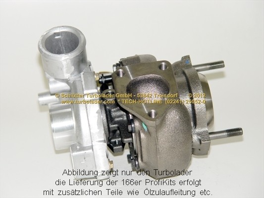 SCHLÜTTER TURBOLADER 166-03001: Turbod koos paigaldus-/kinnitusmaterjaliga, õli juurdevoolu torustikuga, koos lisafiltriga karterituulutusele, PROFI PLUS - with new org. GARRETT Turbocharger