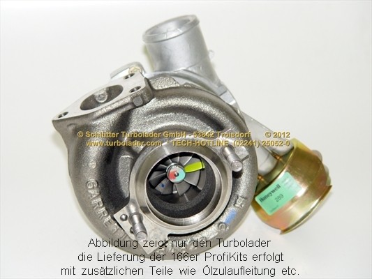 SCHLÜTTER TURBOLADER 166-03001 D: Turbolader mit Anbau-/Befestigungsmaterial, mit Ölzulaufleitung, mit Ölablaufleitung, mit Zusatzfilter für Kurbelgehäuseentlüftung, PROFI PLUS- mit orig. GARRETT Turbo NEUTEIL AT