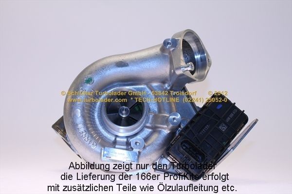 SCHLÜTTER TURBOLADER 166-03045: Turbod koos paigaldus-/kinnitusmaterjaliga, õli juurdevoolu torustikuga, PROFI KIT - with org. NEW GARRETT Turbo