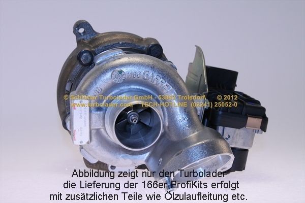 SCHLÜTTER TURBOLADER 166-04045: Turbod koos paigaldus-/kinnitusmaterjaliga, õli juurdevoolu torustikuga, PROFI KIT - with org. NEW GARRETT Turbo