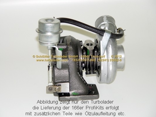 SCHLÜTTER TURBOLADER 166-05020: Turbokompresorius su papildoma / tvirtinimo medžiaga, su alyvos padavimo magistrale, PROFI KIT - with org. NEW GARRETT Turbo