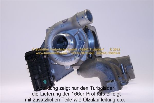 SCHLÜTTER TURBOLADER 166-05075: Turbod koos paigaldus-/kinnitusmaterjaliga, õli juurdevoolu torustikuga, PROFI KIT - with org. NEW GARRETT Turbo