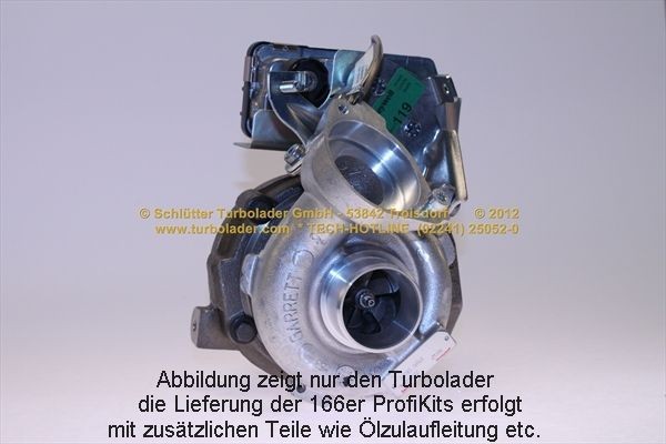 SCHLÜTTER TURBOLADER 166-07051: Turboaggregat med påbyggnads-/fästmaterial, med oljetilledning, med extrafilter för vevhusventilation, PROFI PLUS - with new org. GARRETT Turbocharger