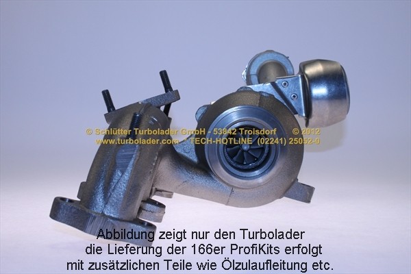 SCHLÜTTER TURBOLADER 166-08320: Turbod koos paigaldus-/kinnitusmaterjaliga, õli juurdevoolu torustikuga, PROFI KIT - with org. NEW GARRETT Turbo