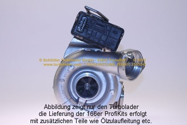 SCHLÜTTER TURBOLADER 166-08886: Turbod koos paigaldus-/kinnitusmaterjaliga, õli juurdevoolu torustikuga, koos lisafiltriga karterituulutusele, PROFI PLUS - with new org. GARRETT Turbocharger