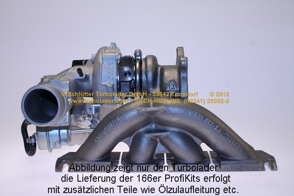 SCHLÜTTER TURBOLADER 166-09020EOL: Turbod koos paigaldus-/kinnitusmaterjaliga, õli juurdevoolu torustikuga, END of LIFE PROFIKIT - Borg Warner REMAN TURBO