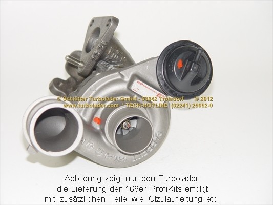 SCHLÜTTER TURBOLADER 166-09070: Turbod koos paigaldus-/kinnitusmaterjaliga, õli juurdevoolu torustikuga, PROFI KIT - with NEW org. BorgWarner Turbocharger