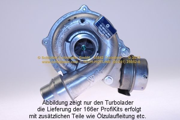 SCHLÜTTER TURBOLADER 166-09265: Turbod koos paigaldus-/kinnitusmaterjaliga, õli juurdevoolu torustikuga, PROFI KIT - with NEW org. BorgWarner Turbocharger