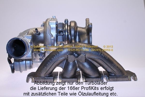 SCHLÜTTER TURBOLADER 166-09330: Turbosuflantă cu material de atașare/fixare, cu conducta alimentare ulei, PROFI KIT - with NEW org. BorgWarner Turbocharger