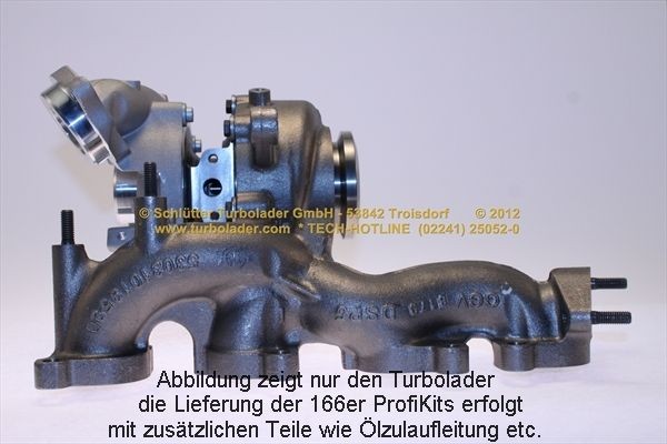 SCHLÜTTER TURBOLADER 166-09345: Turbod koos paigaldus-/kinnitusmaterjaliga, õli juurdevoolu torustikuga, PROFI PLUS - with new org. BorgWarner Turbocharger
