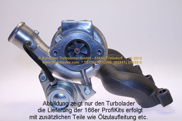 SCHLÜTTER TURBOLADER 166-09375: Turbod koos paigaldus-/kinnitusmaterjaliga, õli juurdevoolu torustikuga, PROFI KIT - with new org. Mitsubishi Turbocharger