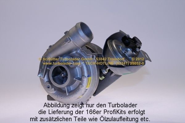 SCHLÜTTER TURBOLADER 166-09470: Turbod koos paigaldus-/kinnitusmaterjaliga, õli juurdevoolu torustikuga, PROFI KIT - with org. NEW GARRETT Turbo