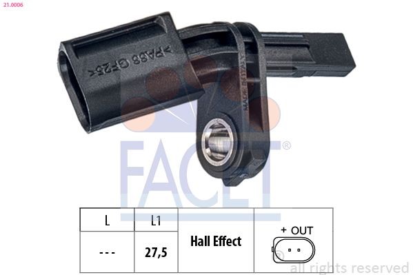 FACET 21.0006: Senzor, turatie roata Made in Italy - OE Equivalent