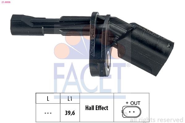 FACET 21.0008: Senzor, turatie roata Made in Italy - OE Equivalent