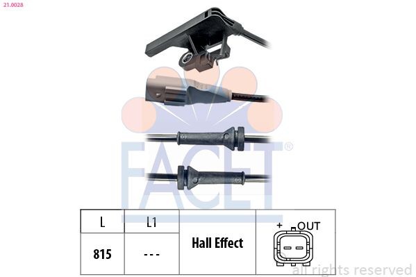 FACET 21.0028: Senzor, turatie roata Made in Italy - OE Equivalent