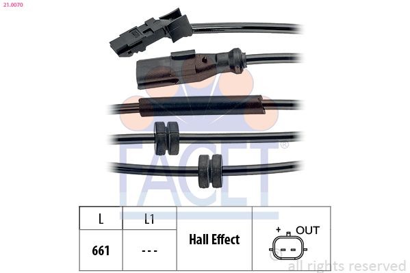 FACET 21.0070: Capteur ABS Made in Italy - OE Equivalent