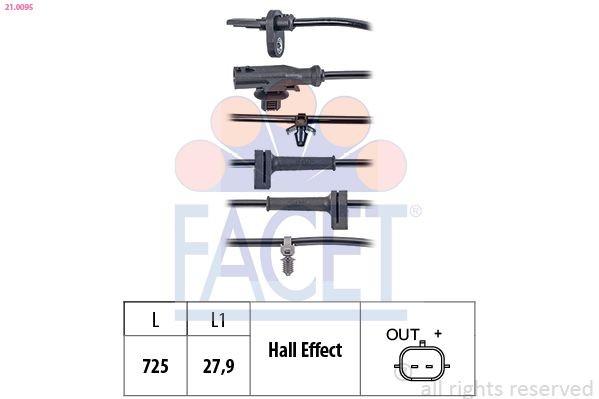 FACET 21.0095: Senzor, turatie roata Made in Italy - OE Equivalent