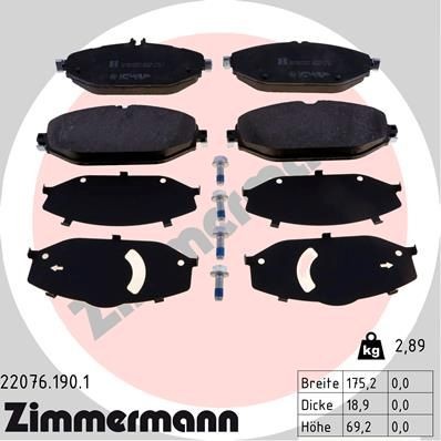 ZIMMERMANN 22076.190.1: Bromsbelägg Fotot motsvarar leveransomfattningen, med skruvar